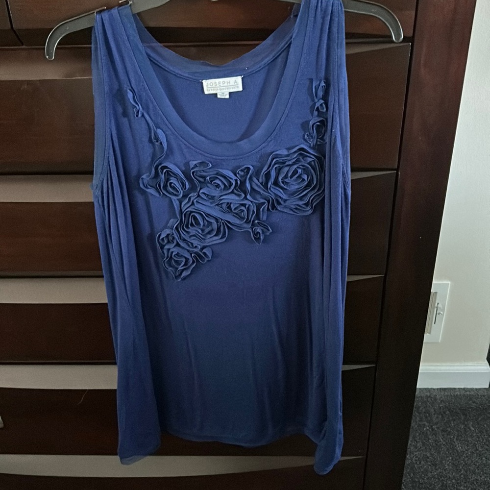 Blue tank with floral pattern